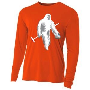 Funny Bigfoot Sasquatch Curling Cute Winter Gift Cooling Performance Long Sleeve Crew