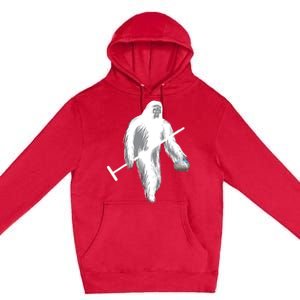 Funny Bigfoot Sasquatch Curling Cute Winter Gift Premium Pullover Hoodie