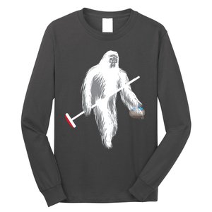 Funny Bigfoot Sasquatch Curling Cute Winter Gift Long Sleeve Shirt