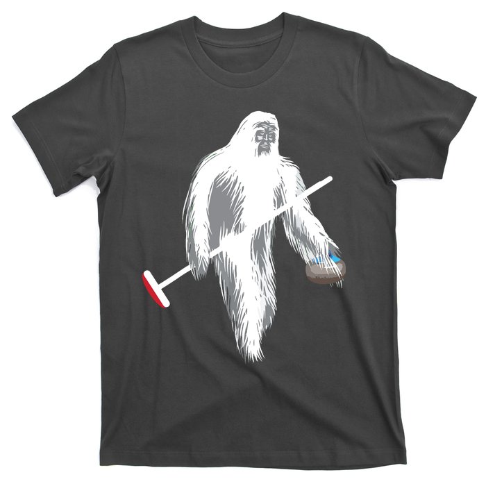 Funny Bigfoot Sasquatch Curling Cute Winter Gift T-Shirt