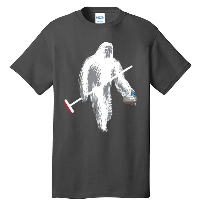 Funny Bigfoot Sasquatch Curling Cute Winter Gift Tall T-Shirt