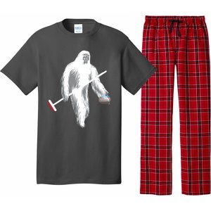 Funny Bigfoot Sasquatch Curling Cute Winter Gift Pajama Set