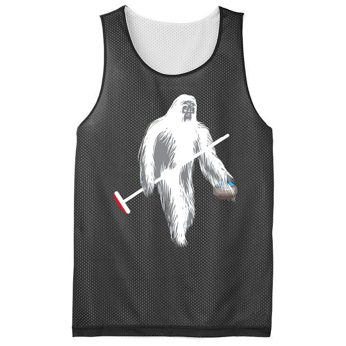 Funny Bigfoot Sasquatch Curling Cute Winter Gift Mesh Reversible Basketball Jersey Tank