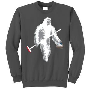 Funny Bigfoot Sasquatch Curling Cute Winter Gift Tall Sweatshirt