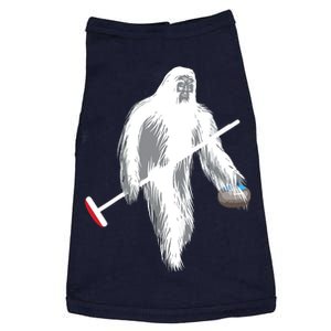 Funny Bigfoot Sasquatch Curling Cute Winter Gift Doggie Tank