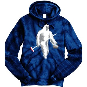 Funny Bigfoot Sasquatch Curling Cute Winter Gift Tie Dye Hoodie