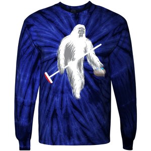 Funny Bigfoot Sasquatch Curling Cute Winter Gift Tie-Dye Long Sleeve Shirt