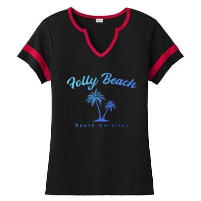 Folly Beach South Carolina Summer Sc Tropical Charleston Gift Ladies Halftime Notch Neck Tee