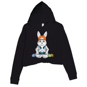 funnt Bunny Spring Easter Egg Hunt Easter Crop Fleece Hoodie