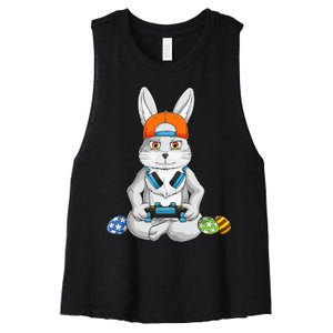 funnt Bunny Spring Easter Egg Hunt Easter Women's Racerback Cropped Tank