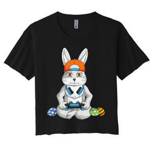 funnt Bunny Spring Easter Egg Hunt Easter Women's Crop Top Tee