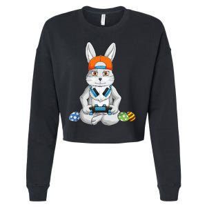 funnt Bunny Spring Easter Egg Hunt Easter Cropped Pullover Crew