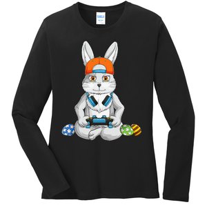 funnt Bunny Spring Easter Egg Hunt Easter Ladies Long Sleeve Shirt