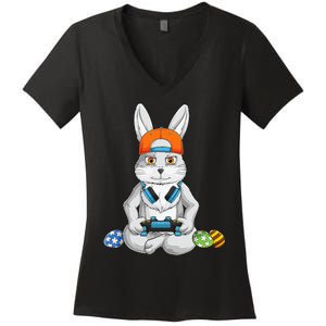 funnt Bunny Spring Easter Egg Hunt Easter Women's V-Neck T-Shirt