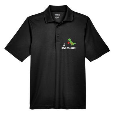 Funny Bowling Shirts Dinosaur Bowler Dino Gift Idea Men's Origin Performance Pique Polo