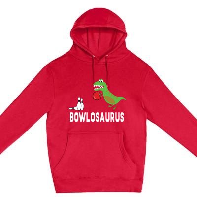 Funny Bowling Shirts Dinosaur Bowler Dino Gift Idea Premium Pullover Hoodie