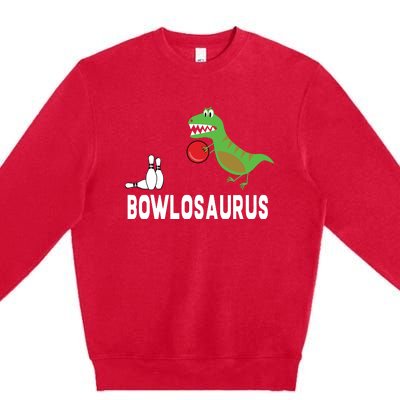 Funny Bowling Shirts Dinosaur Bowler Dino Gift Idea Premium Crewneck Sweatshirt