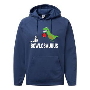 Funny Bowling Shirts Dinosaur Bowler Dino Gift Idea Performance Fleece Hoodie