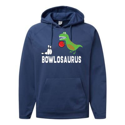 Funny Bowling Shirts Dinosaur Bowler Dino Gift Idea Performance Fleece Hoodie