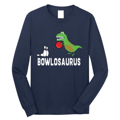 Funny Bowling Shirts Dinosaur Bowler Dino Gift Idea Long Sleeve Shirt