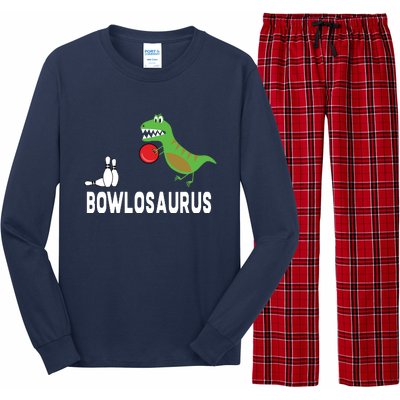 Funny Bowling Shirts Dinosaur Bowler Dino Gift Idea Long Sleeve Pajama Set