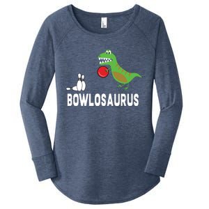 Funny Bowling Shirts Dinosaur Bowler Dino Gift Idea Women's Perfect Tri Tunic Long Sleeve Shirt