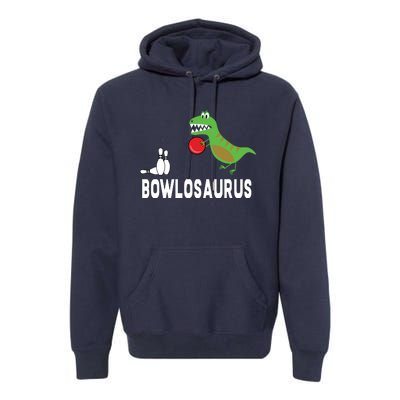 Funny Bowling Shirts Dinosaur Bowler Dino Gift Idea Premium Hoodie