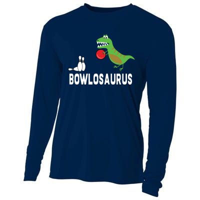 Funny Bowling Shirts Dinosaur Bowler Dino Gift Idea Cooling Performance Long Sleeve Crew