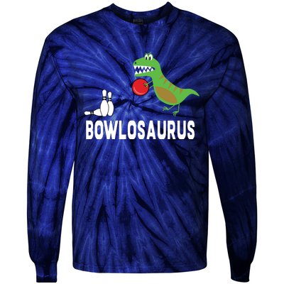 Funny Bowling Shirts Dinosaur Bowler Dino Gift Idea Tie-Dye Long Sleeve Shirt