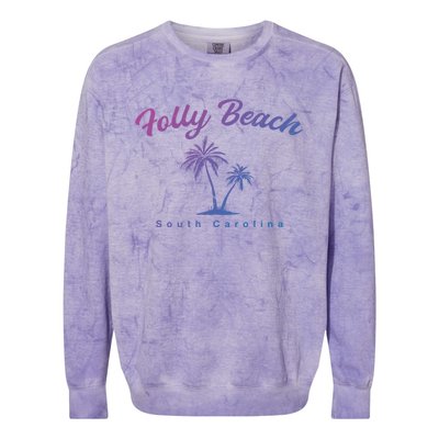 Folly Beach South Carolina Summer Sc Tropical Charleston Gift Colorblast Crewneck Sweatshirt