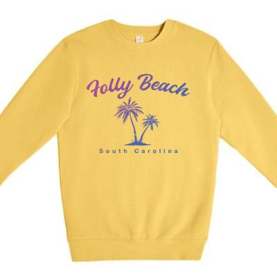 Folly Beach South Carolina Summer Sc Tropical Charleston Gift Premium Crewneck Sweatshirt