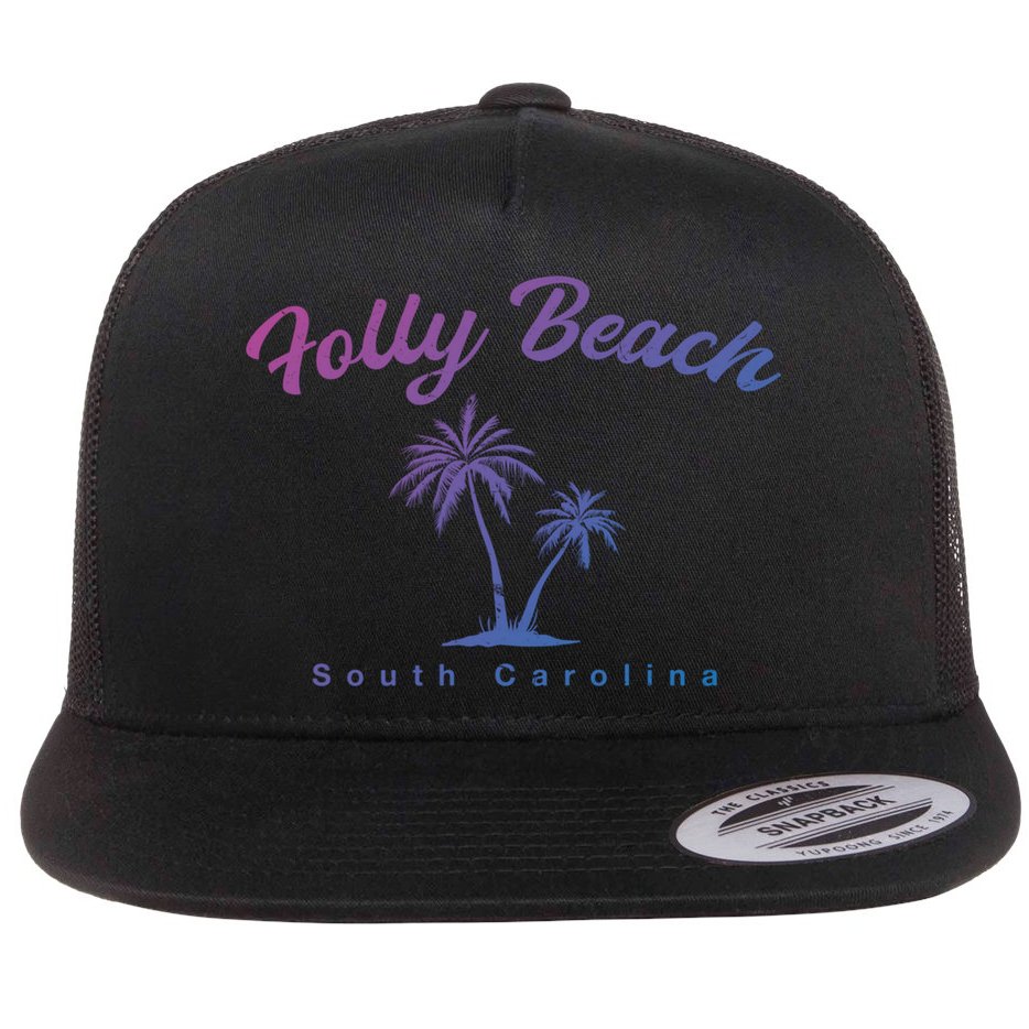 Folly Beach South Carolina Summer Sc Tropical Charleston Gift Flat Bill Trucker Hat