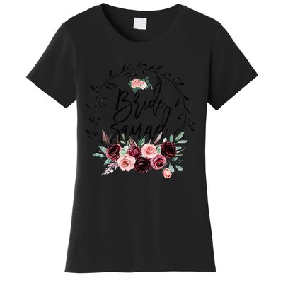 Flower Bride Squad Bridal Shower Wedding Bachelorette Party Women's T-Shirt