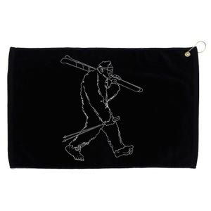 Funny Bigfoot Skiing Silhouette For Winter Ski Season Gift Grommeted Golf Towel