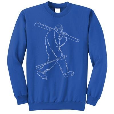 Funny Bigfoot Skiing Silhouette For Winter Ski Season Gift Sweatshirt