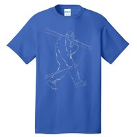 Funny Bigfoot Skiing Silhouette For Winter Ski Season Gift Tall T-Shirt