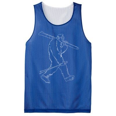 Funny Bigfoot Skiing Silhouette For Winter Ski Season Gift Mesh Reversible Basketball Jersey Tank