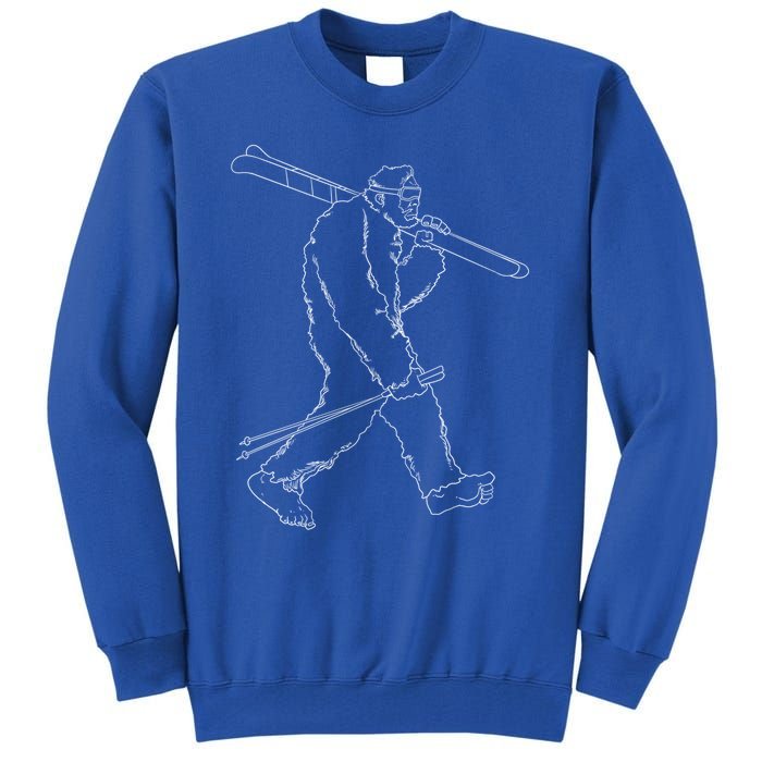 Funny Bigfoot Skiing Silhouette For Winter Ski Season Gift Tall Sweatshirt