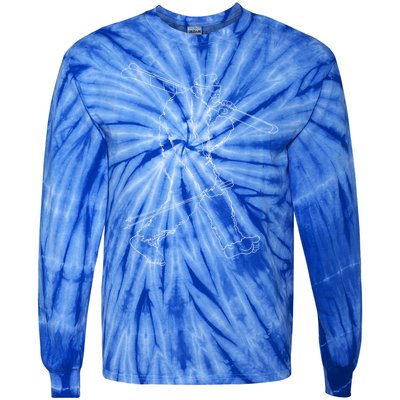 Funny Bigfoot Skiing Silhouette For Winter Ski Season Gift Tie-Dye Long Sleeve Shirt