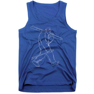 Funny Bigfoot Skiing Silhouette For Winter Ski Season Gift Tank Top