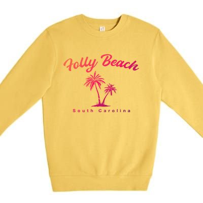 Folly Beach South Carolina Summer Sc Tropical Charleston Gift Premium Crewneck Sweatshirt