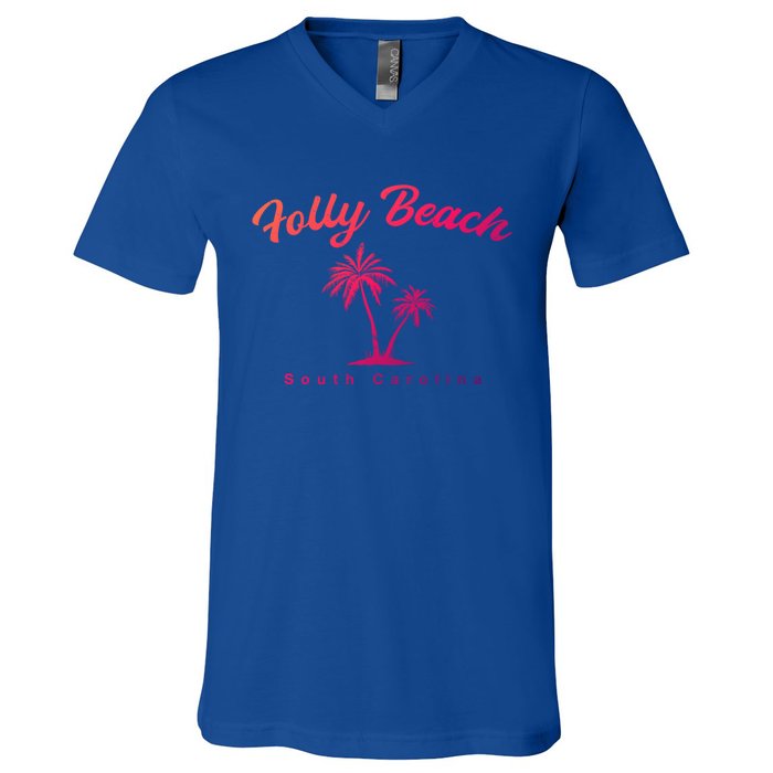 Folly Beach South Carolina Summer Sc Tropical Charleston Gift V-Neck T-Shirt