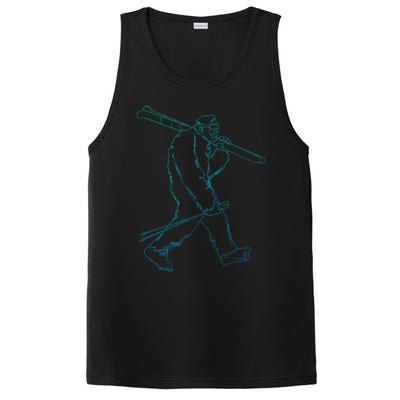 Funny Bigfoot Skiing Silhouette For Winter Ski Season Gift PosiCharge Competitor Tank