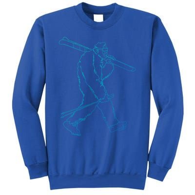 Funny Bigfoot Skiing Silhouette For Winter Ski Season Gift Sweatshirt