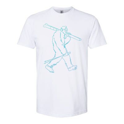 Funny Bigfoot Skiing Silhouette For Winter Ski Season Gift Softstyle CVC T-Shirt