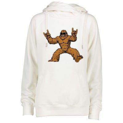 Funny Bigfoot Sasquatch Graphic Rock On Womens Funnel Neck Pullover Hood