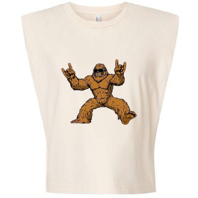 Funny Bigfoot Sasquatch Graphic Rock On Garment-Dyed Women's Muscle Tee