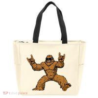 Funny Bigfoot Sasquatch Graphic Rock On Zip Tote Bag