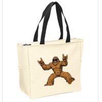Funny Bigfoot Sasquatch Graphic Rock On Zip Tote Bag