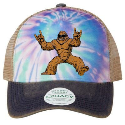 Funny Bigfoot Sasquatch Graphic Rock On Legacy Tie Dye Trucker Hat